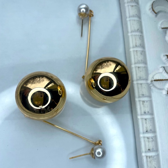 New ~ Gold Glass Bubbles Earrings - Picture 6 of 7